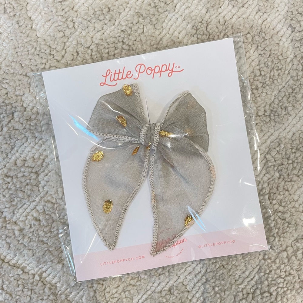 Little Poppy Co bow bows chiffon polka dot gold clip original